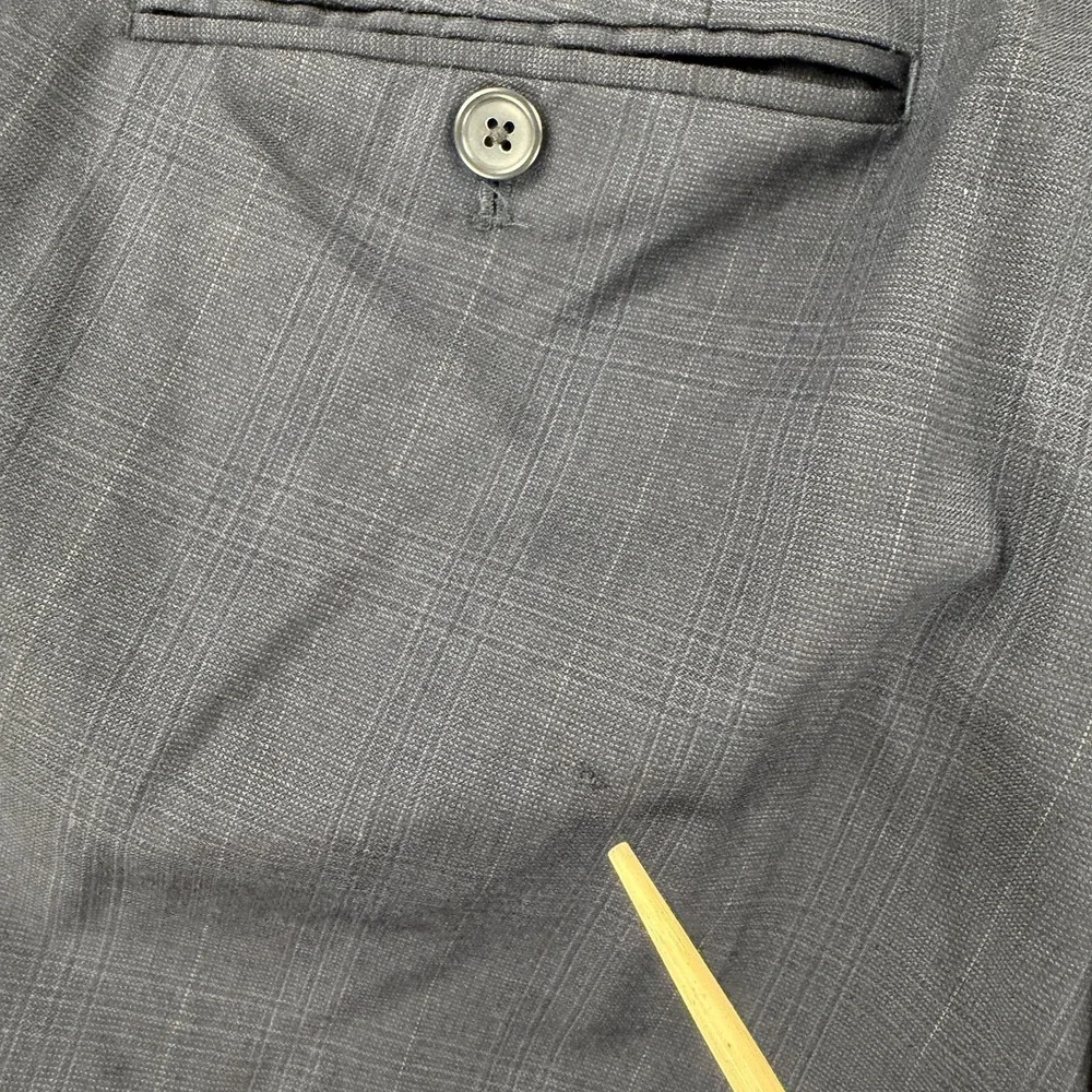 Banana Republic‎ Dress Pants Mens 32x32 Blue Wool Check Classic Fit Altered Hem